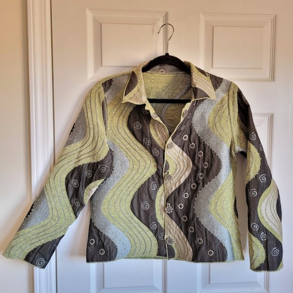 Winding River Jackets & Blazers - Reversible Tapestry Jacket Winding River USA Art to Wear Buttons Grace Frankie